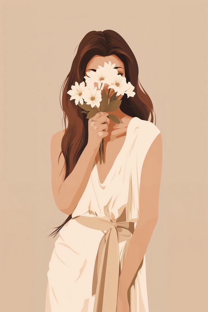 Female flower portrait adult. AI generated Image by rawpixel.