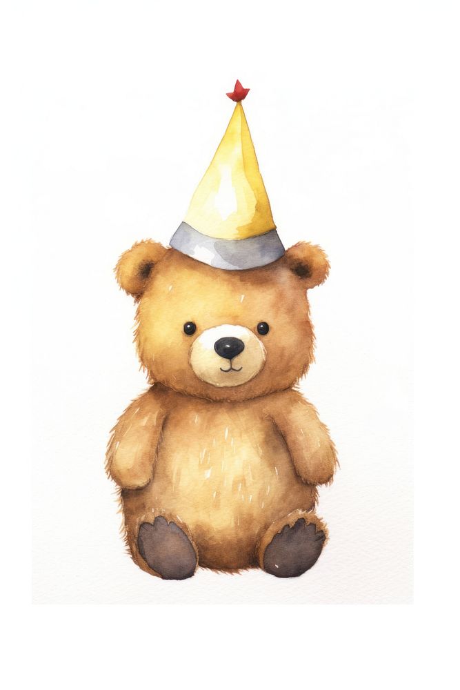 Bear wearing a party hat balloon bear toy. AI generated Image by rawpixel.