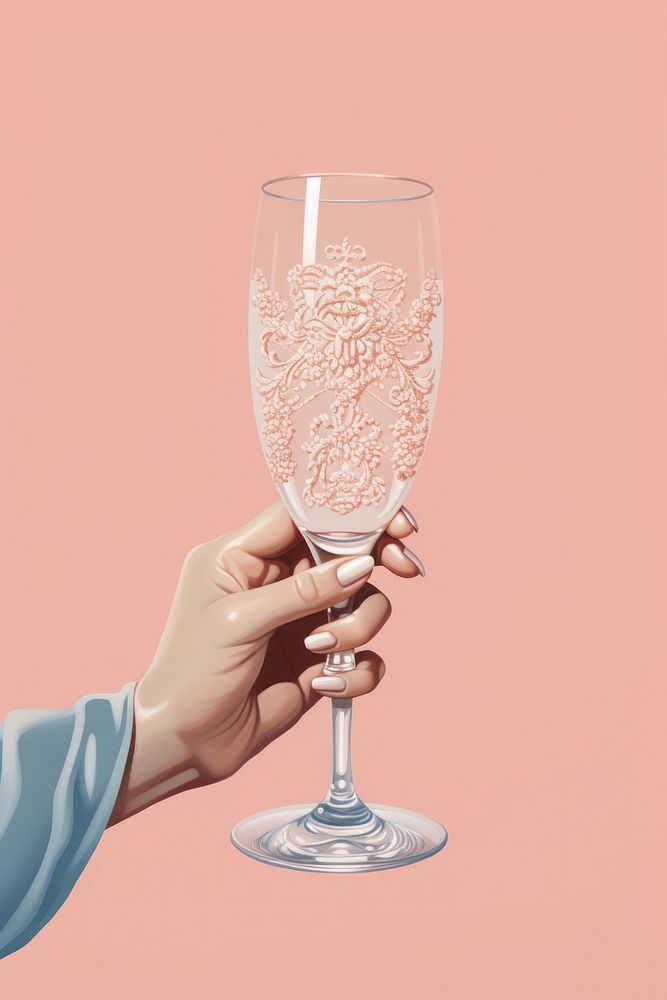 Hand holding a Champagne glass champagne drink hand. AI generated Image by rawpixel.