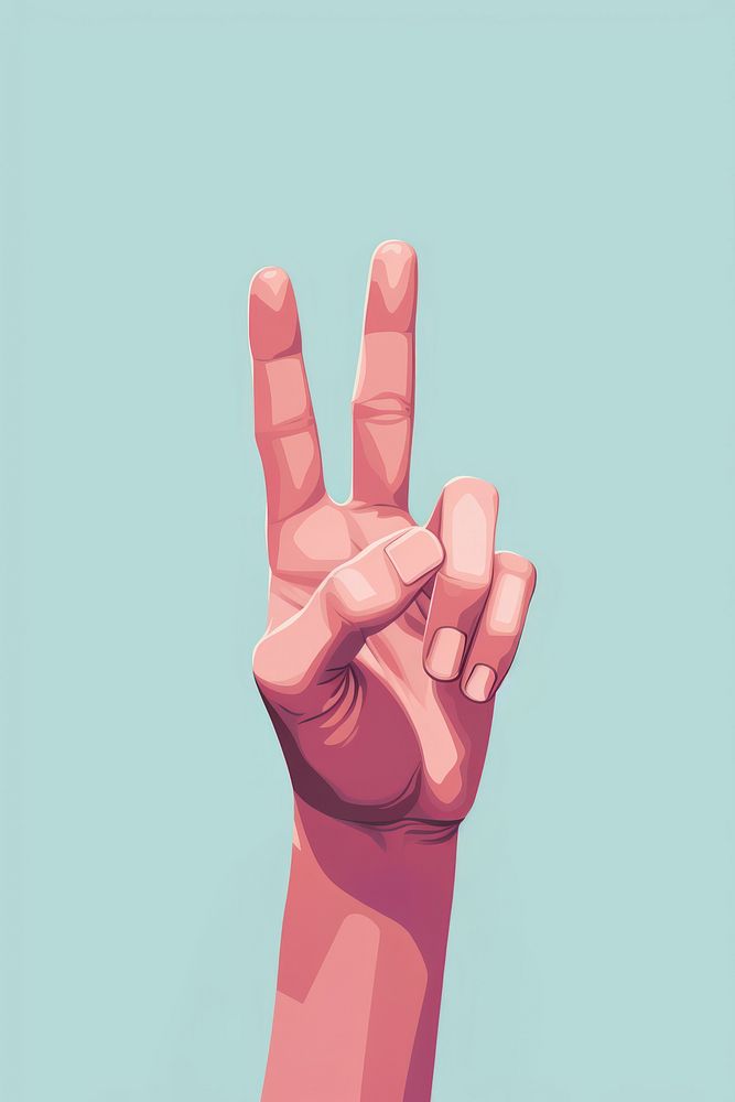 V sign 2 fingers Hand hand adult technology. AI generated Image by rawpixel.