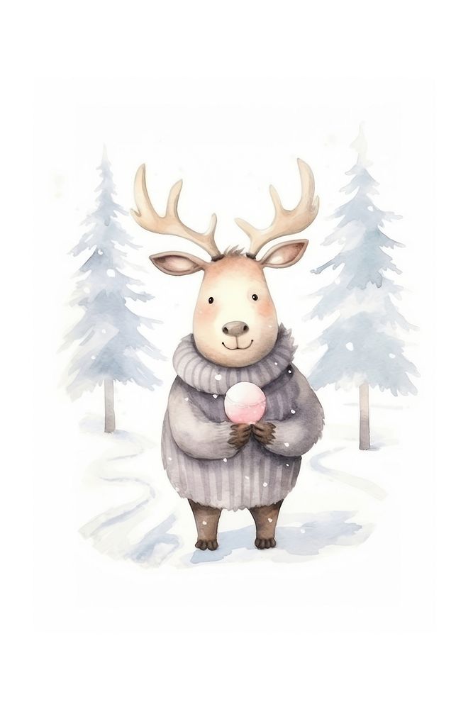 Animal snow cartoon winter. AI generated Image by rawpixel.