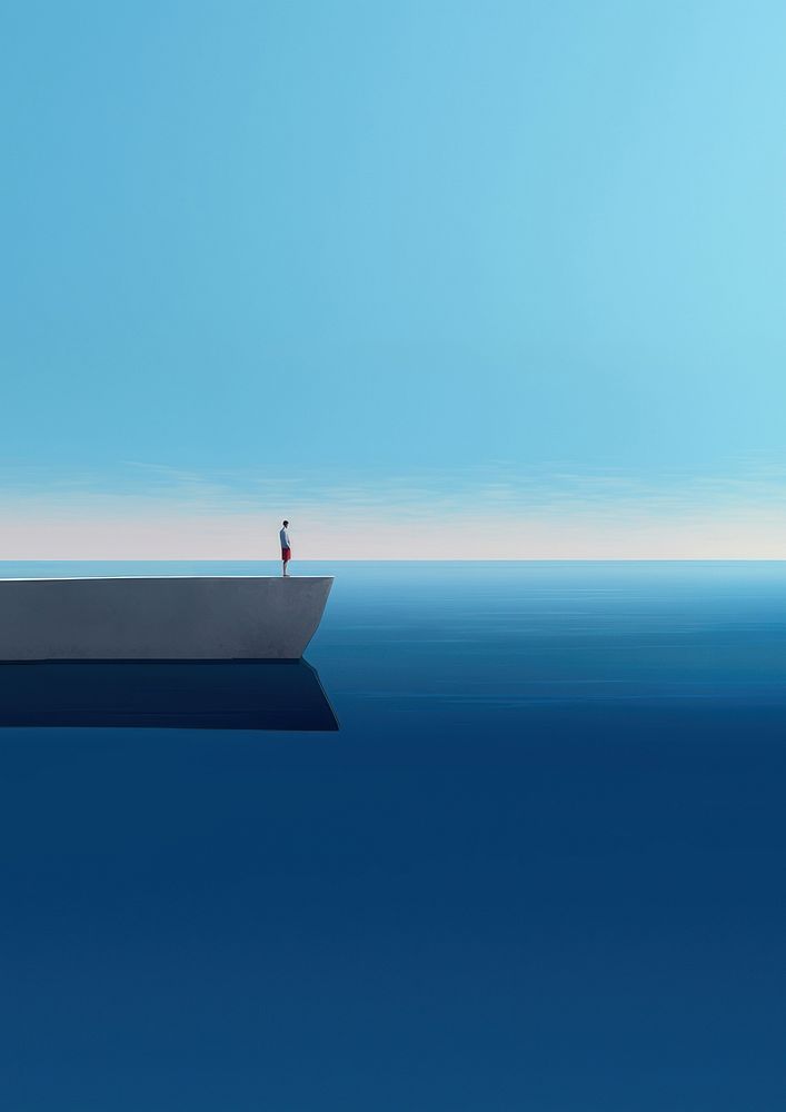 figurative minimalism seascape with minimal. AI generated Image by rawpixel. 