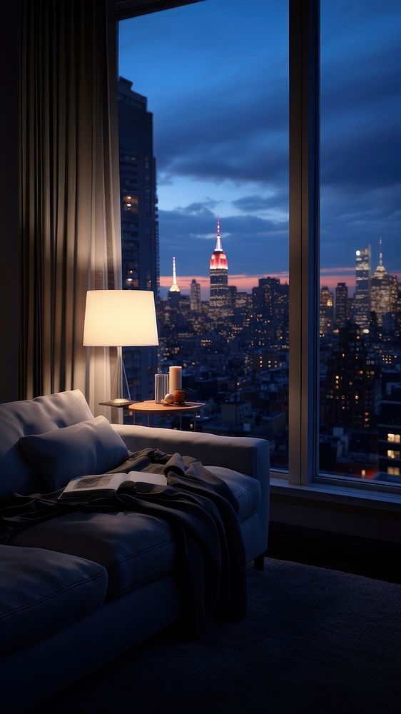 New york Apartment with night sky.  