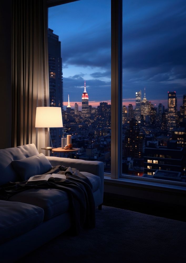 New york Apartment with night sky. AI generated Image by rawpixel. 