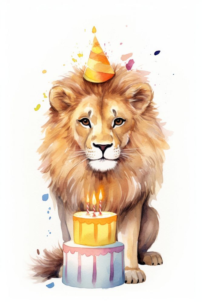Birthday animal cake portrait. AI generated Image by rawpixel.