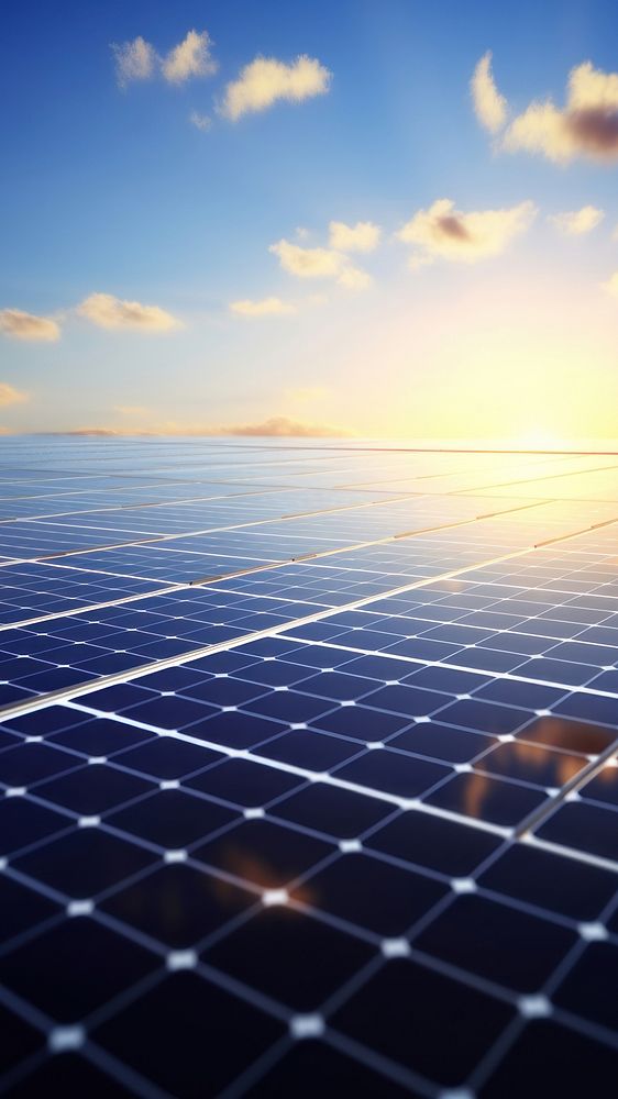 Photo of solar panels arrayed in a vast field.  