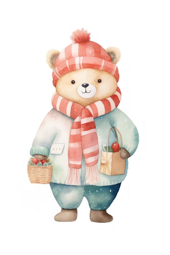 Cartoon winter bear toy. AI generated Image by rawpixel.