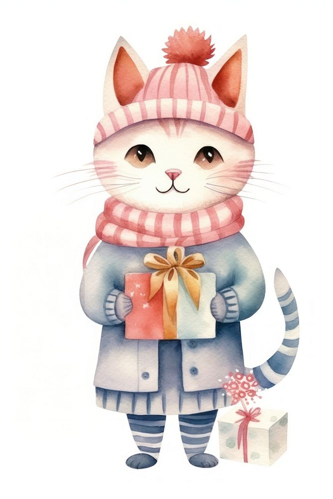 Winter cartoon ribbon white background. 