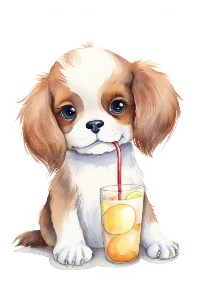 Animal drink dog cartoon. AI generated Image by rawpixel.