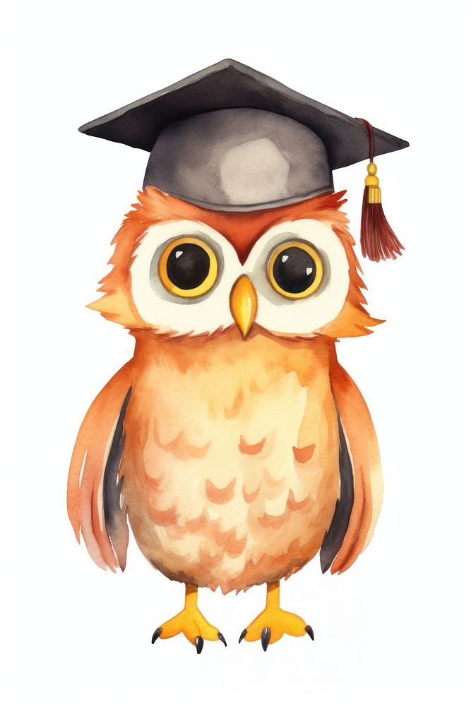 Cute owl student animal graduation cartoon. AI generated Image by rawpixel.