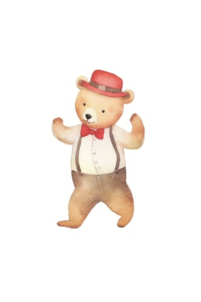 Bear dancing cartoon toy white background. AI generated Image by rawpixel.