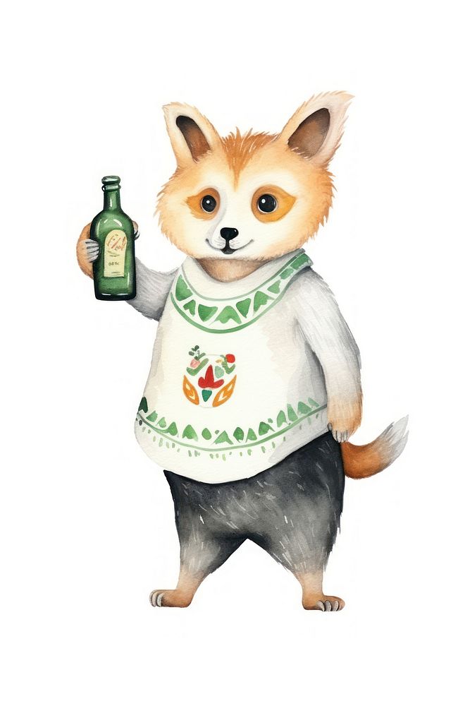 Fox dancing animal bottle cartoon. AI generated Image by rawpixel.