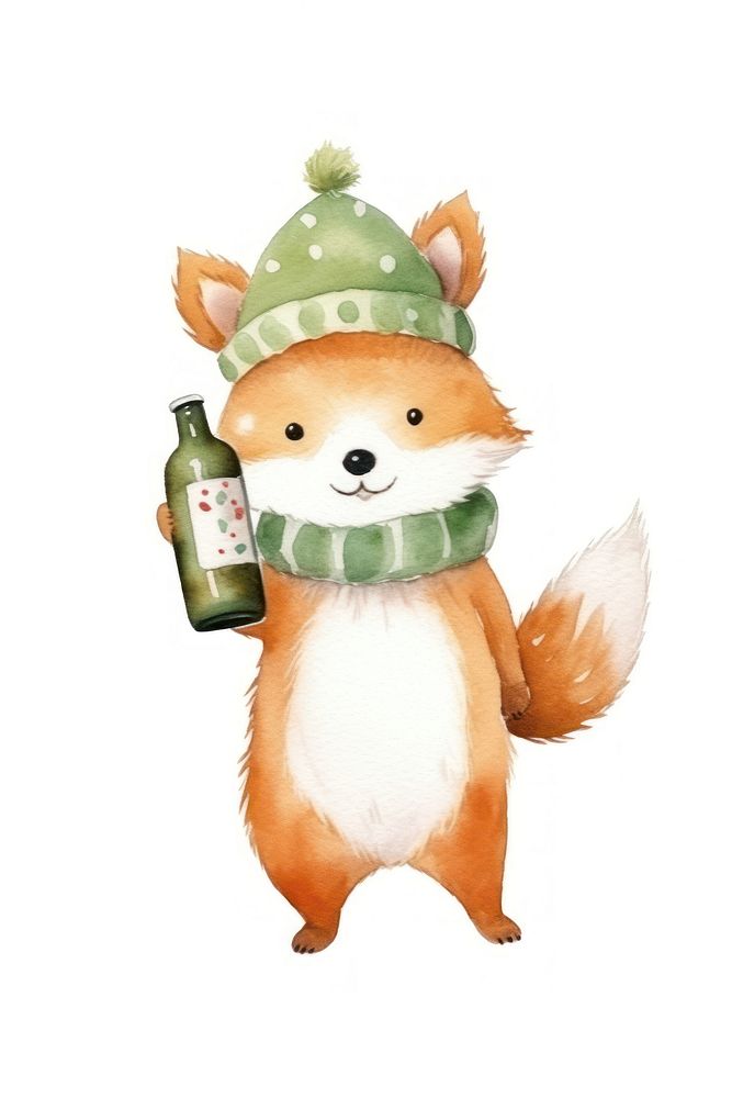 Fox dancing cartoon animal bottle. AI generated Image by rawpixel.
