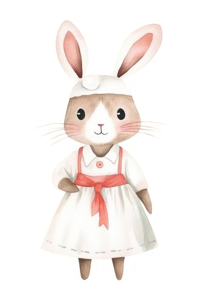 Rabbit nurse cartoon animal cute. AI generated Image by rawpixel.