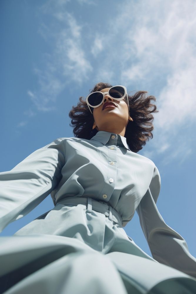 Japannese Fashion sunglasses sky portrait. 