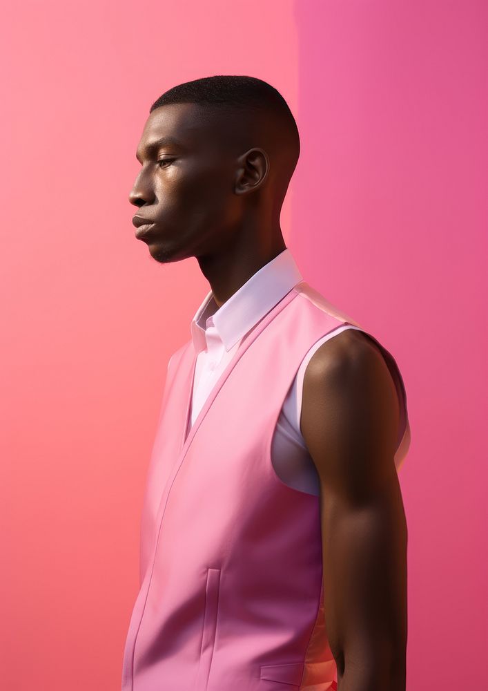 Standing adult pink man. AI generated Image by rawpixel.