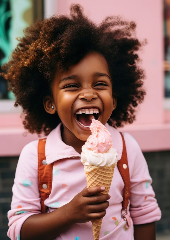 African girl smiling laughing dessert child. AI generated Image by rawpixel.