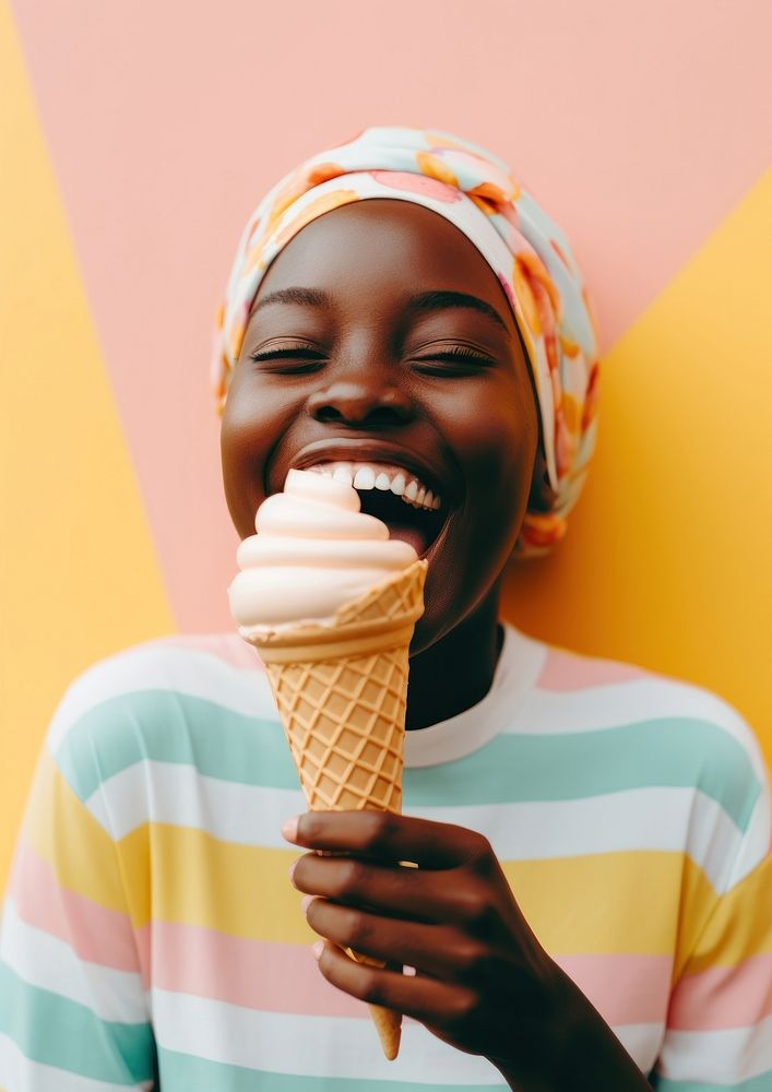 African girl smiling dessert smile cream. AI generated Image by rawpixel.
