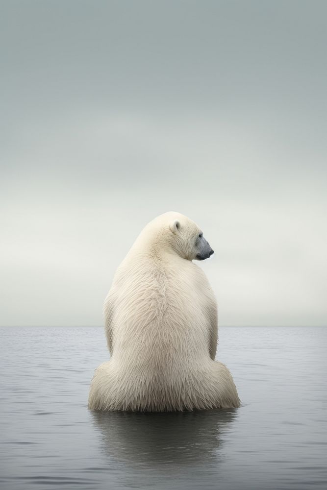 Polar bear sitting wildlife animal mammal. AI generated Image by rawpixel.