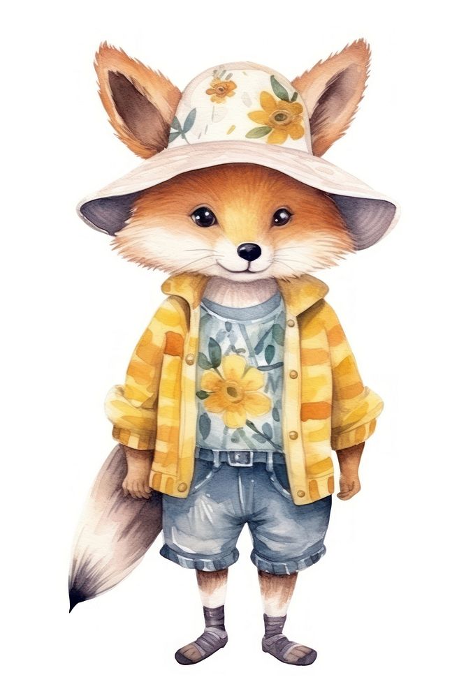 Fashion men wear cute fox white background. AI generated Image by rawpixel.
