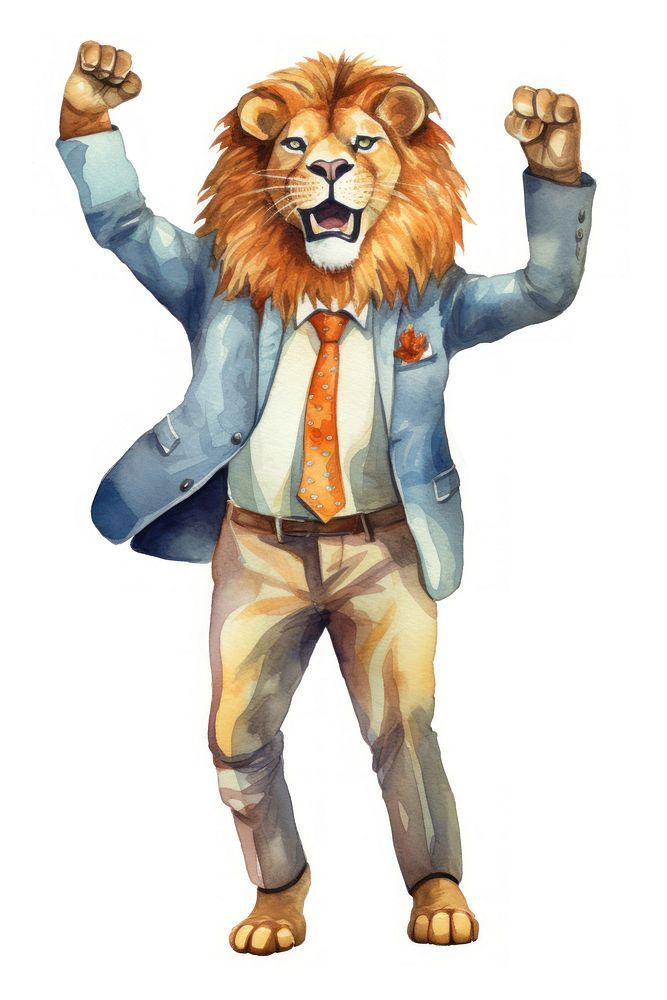Lion business suit mammal animal adult. AI generated Image by rawpixel.