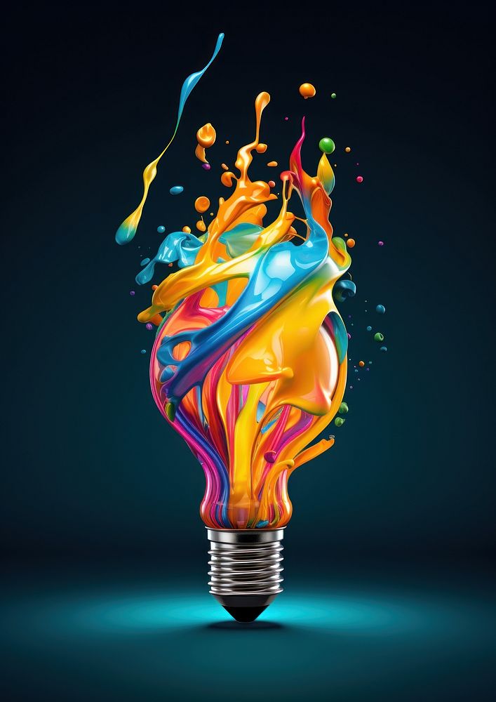 Splashing lightbulb illuminated creativity. AI generated Image by rawpixel.