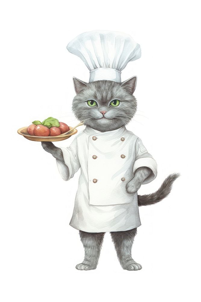 Chef mammal cat white background. AI generated Image by rawpixel.