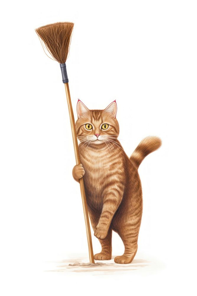 Cleaning staff animal mammal broom. AI generated Image by rawpixel.