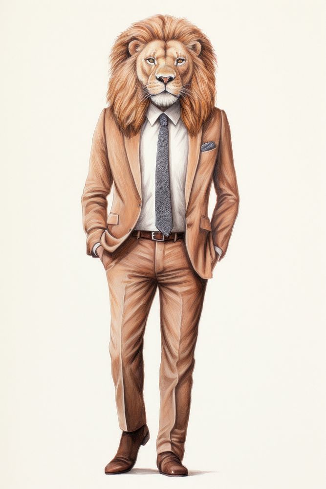 Lion business man drawing mammal animal. 