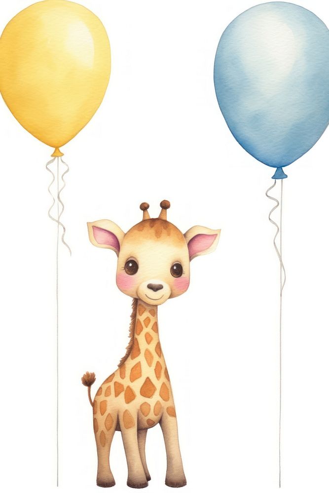 Baby Giraffa animal giraffe balloon. AI generated Image by rawpixel.