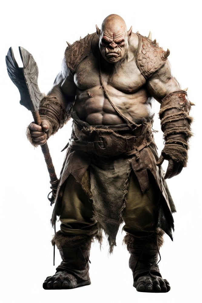 Warrior ogre adult white background bodybuilder. AI generated Image by rawpixel.