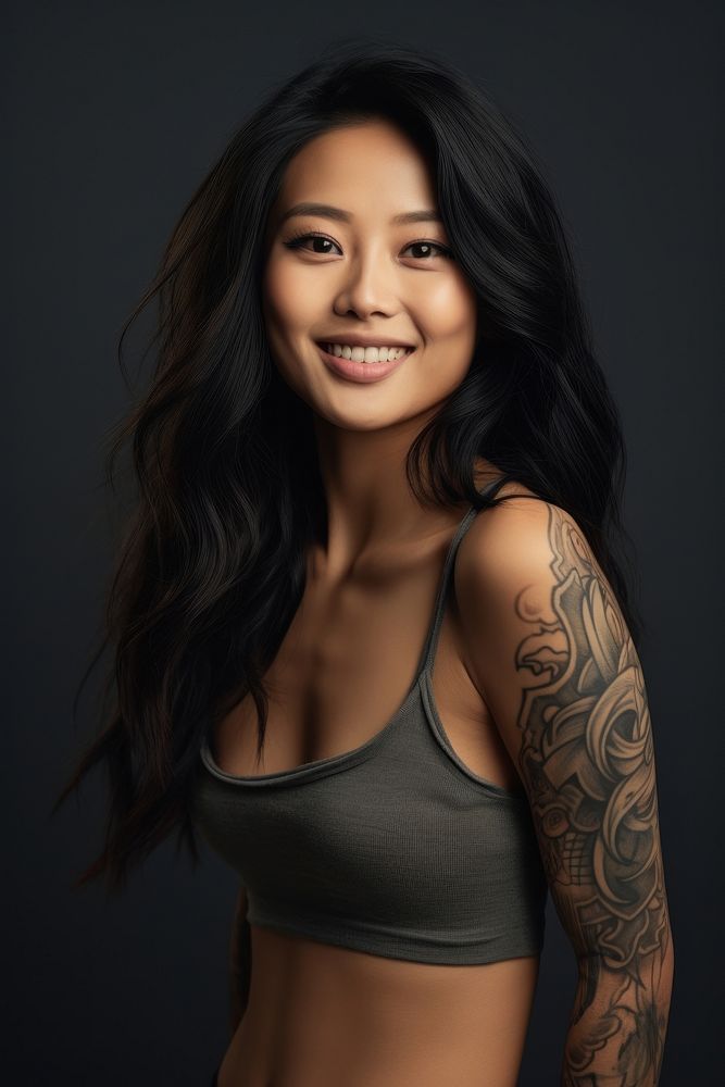Portrait tattoo smile happy. AI generated Image by rawpixel.