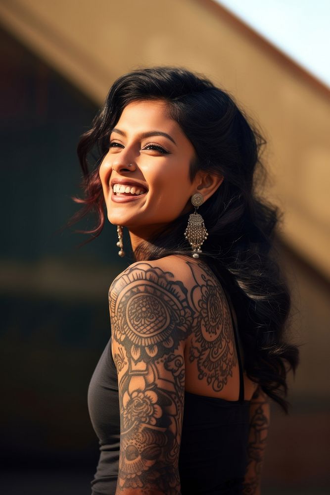 Tattoo smile portrait happy. AI generated Image by rawpixel.