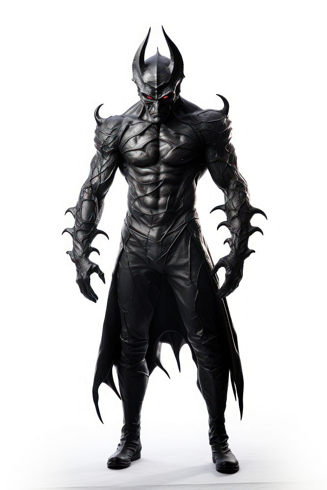 Black demon devil costume adult white background. AI generated Image by rawpixel.