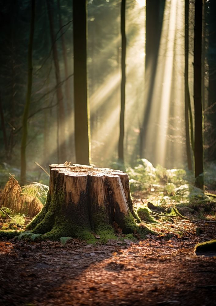 Tree stump woodland outdoors forest. AI generated Image by rawpixel.