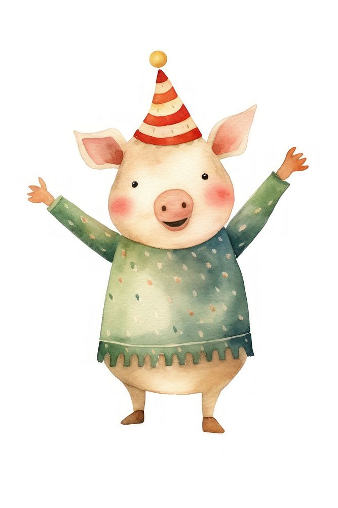 Cute pig character wear sweater animal cartoon mammal. AI generated Image by rawpixel.