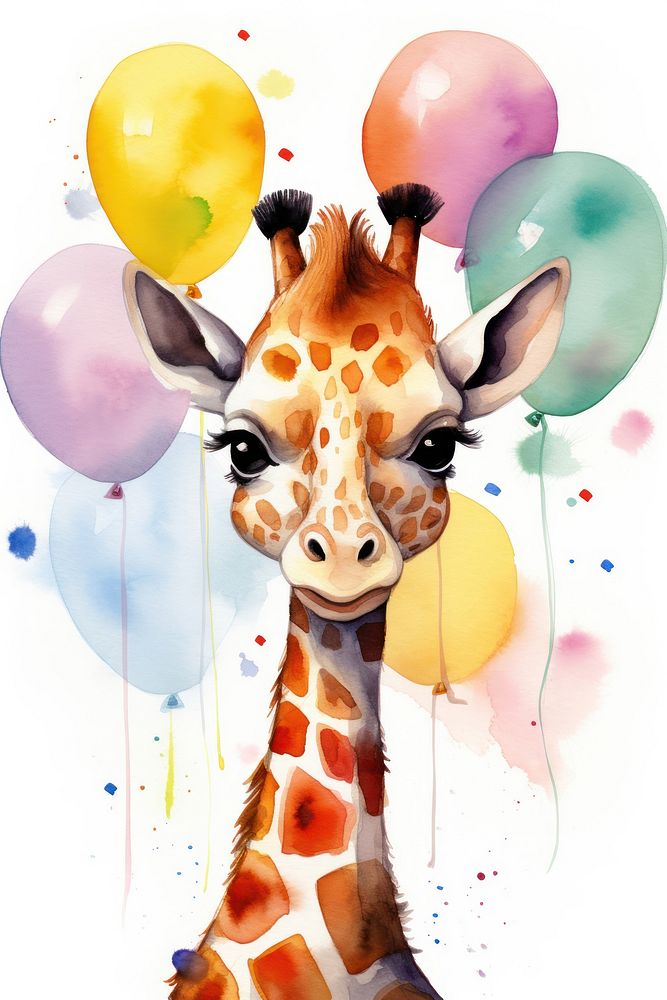Baby Giraffa animal balloon giraffe. AI generated Image by rawpixel.