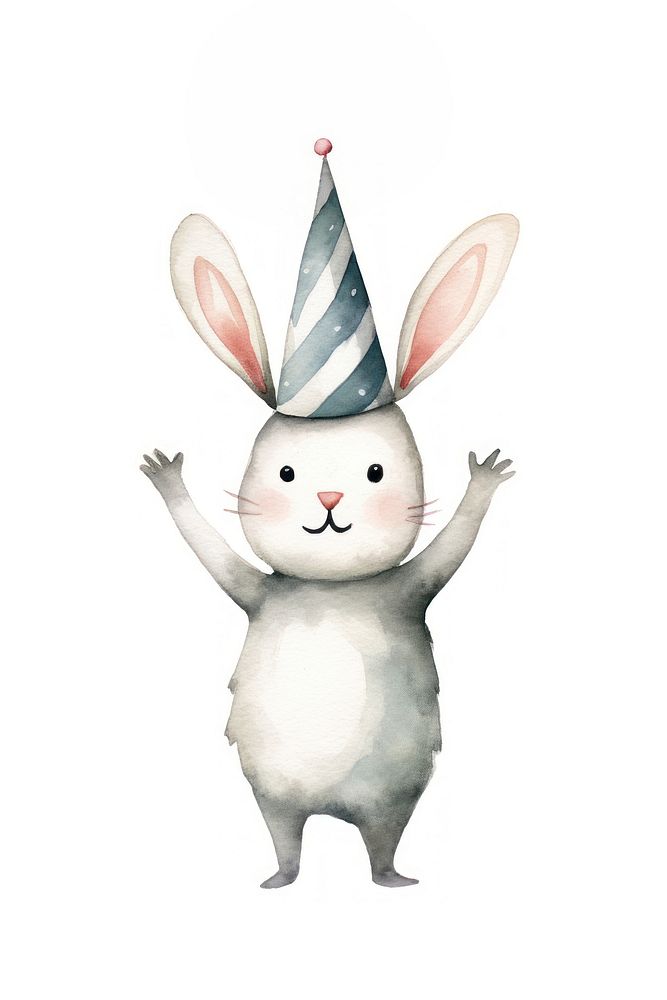 Cute rabbit character cartoon animal hat. AI generated Image by rawpixel.