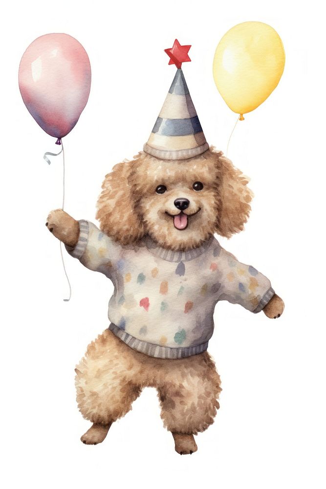 Cute Poodle character wear sweater decoration balloon cartoon. AI generated Image by rawpixel.