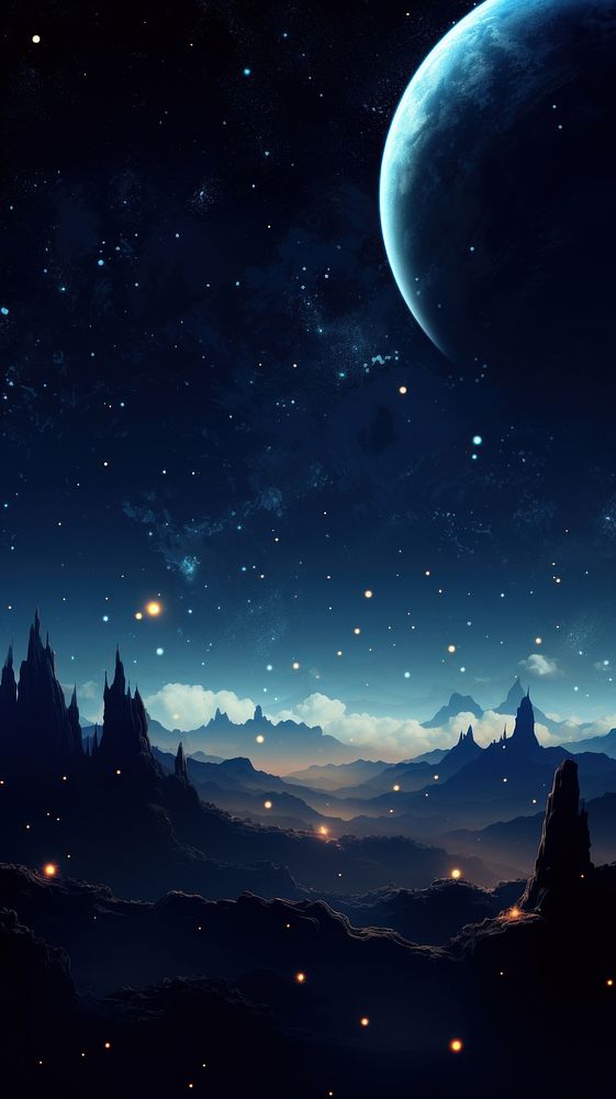 Wallpaper planet moon sky. 