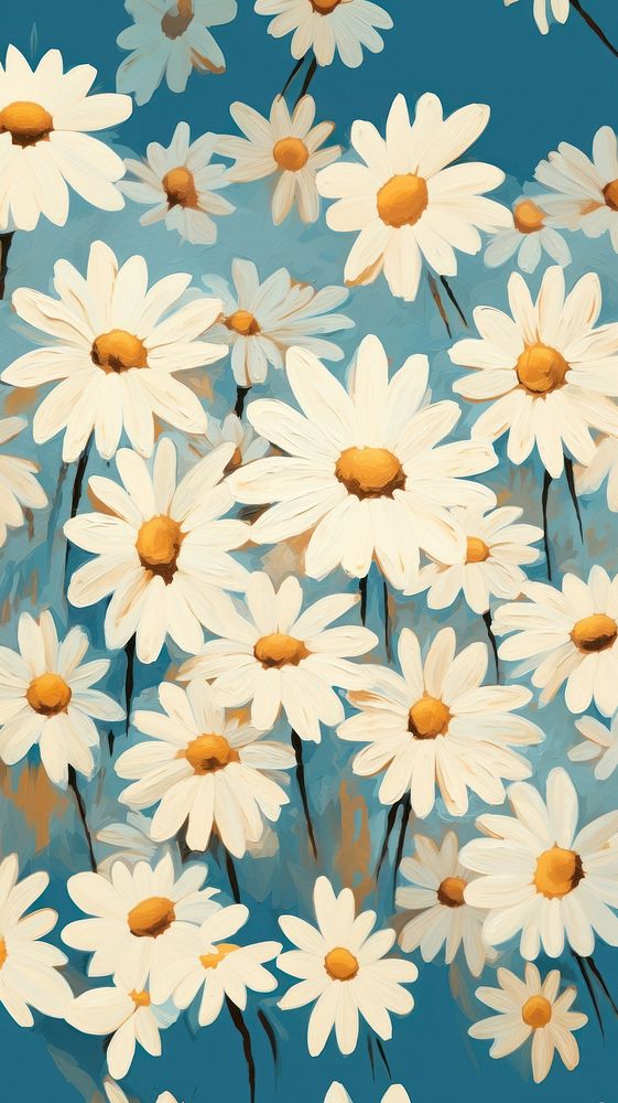 Cute daisy wallpaper outdoors pattern. AI generated Image by rawpixel.
