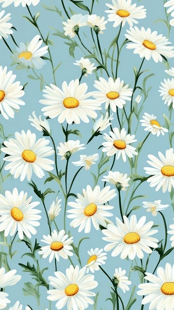 Cute daisy pattern wallpaper flower. AI generated Image by rawpixel.