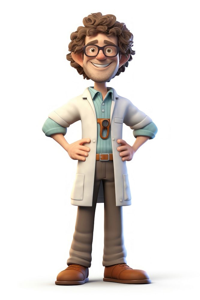 Scientist cartoon white background stethoscope. AI generated Image by rawpixel.