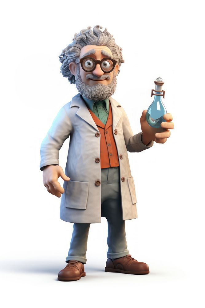 Scientist cartoon adult white background. AI generated Image by rawpixel.