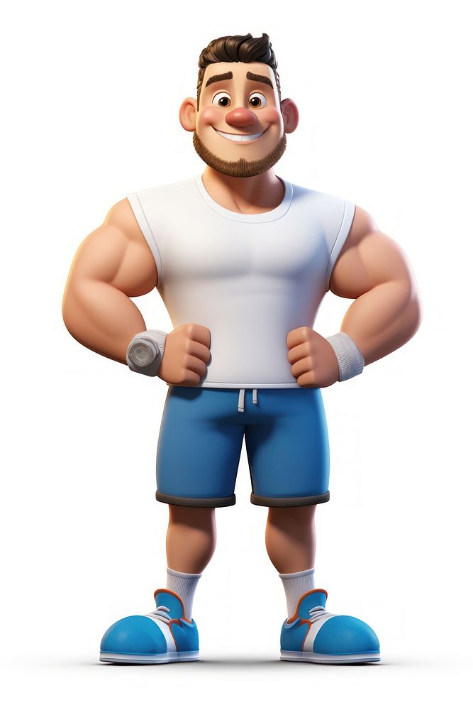 Fitness cartoon shorts white background. AI generated Image by rawpixel.