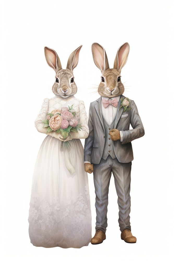Rabbits wedding animal mammal adult. AI generated Image by rawpixel.