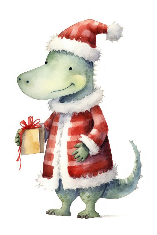 Cute alligator christmas cartoon animal. AI generated Image by rawpixel.