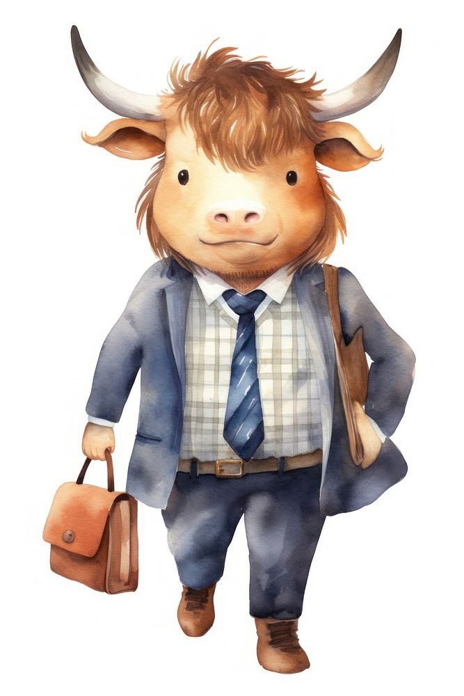 Cute bull walking cartoon bag. AI generated Image by rawpixel.