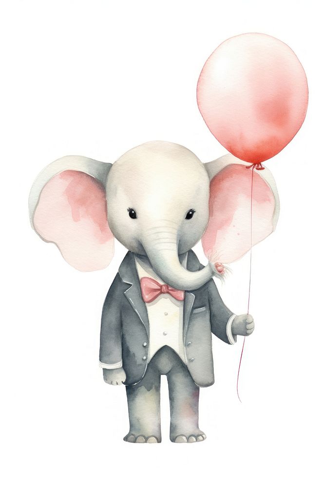 Cute elephant wedding animal balloon cartoon. AI generated Image by rawpixel.