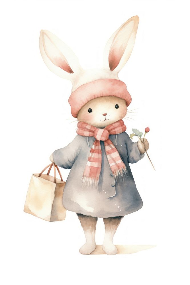 Cute rabbit cartoon white background representation. AI generated Image by rawpixel.